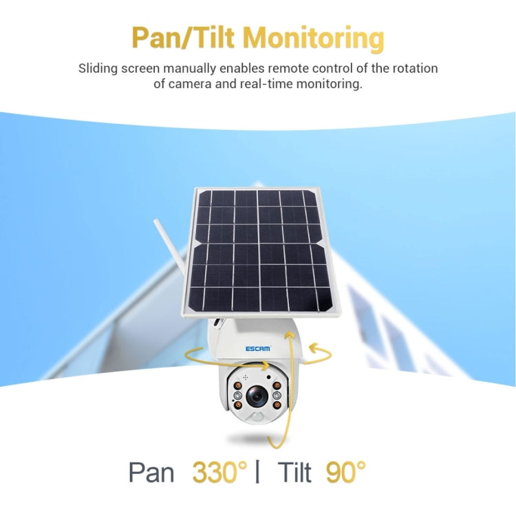 ESCAM QF280 HD 1080P IP66 Waterproof WiFi Solar Panel PT IP Camera with Battery, Support Night Vision / Motion Detection / TF Card / Two Way Audio, with Battery ESCAM QF280 HD 1080P IP66 Waterproof WiFi Solar Panel PT IP Camera with Battery, Support Night Vision / Motion Detection / TF Card / Two Way Audio, with Battery